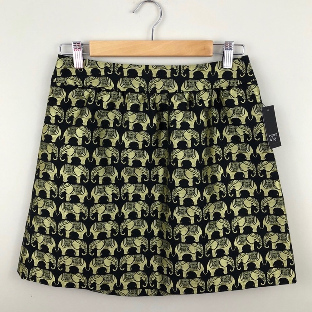 Crown & Ivy Elephant Gold and Black Metallic Mini Skirt